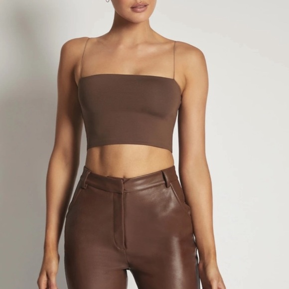 Meshki Yvonne Crop Top Chocolate Brown Medium - Picture 4 of 9